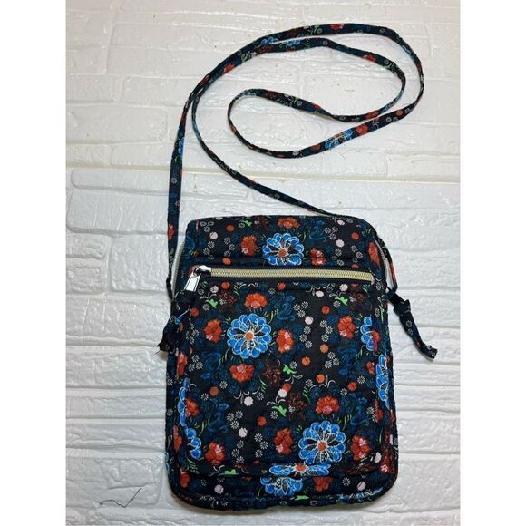 Flower Black Pattern Crossbody Bag - Picture 1 of 7